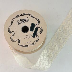 Vintage Spool of Cream Lace Ribbon approx. 50 yards  3 inches wide